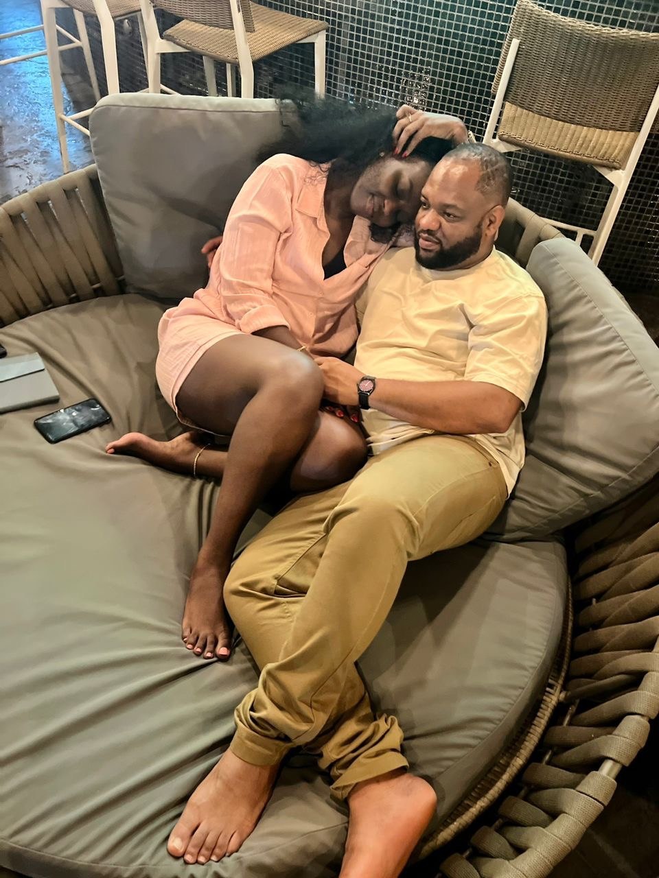 Claudine and Edward relaxing together